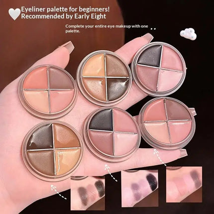 1Pc Eyes Makeup Set Cappuvini Matte Velvet Eyeshadow Palette 4 Colors with Eyeliner Highlighter And Contour Cute Beauty Cosmetic