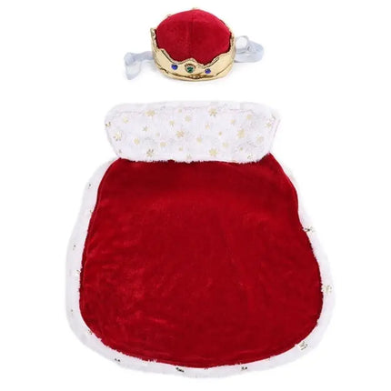 652F Popular Dog Apparel Set Cloaks and Crown Hat Set Pet Costume For Various Breeds