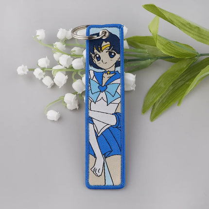Sailor Moon Keychain Usagi Anime Embroidery Key Tag Motorcycles Cars Backpack Chaveiro Keychain Fashion Key Ring Friends Gift