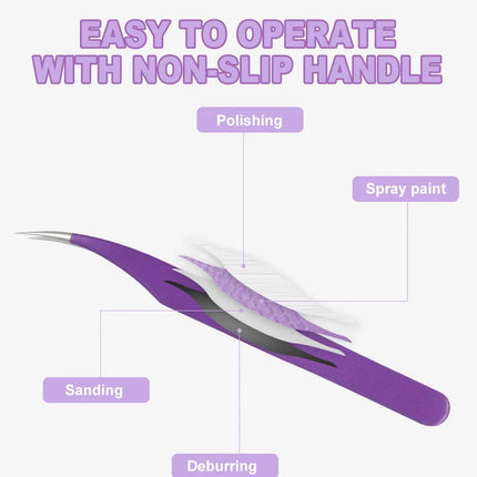 1PC Eyelashes Tweezers Stainless Steel Curved Straight Superhard Tweezers High Precision Anti-static Tweezers for Eyelashes