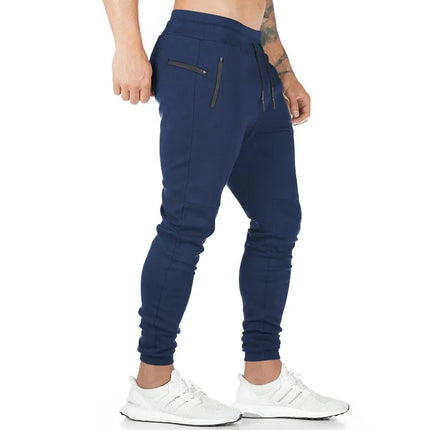 Men Pants Skinny Fit Knit Trousers Slim Fit Cuffed Hem Joggers Drawstring Waist Sweatpants Black Navy Blue Olive Green Athletic
