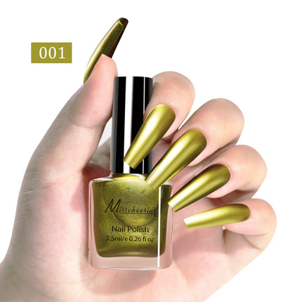 12 colors 7.5ml metal mirror nail polish semi-permanent topcoat nail polish LED gel varnish suitable for girls diy nail charm