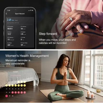 Smart Ring R10 Gesture Control Heart Rate Body Temperature Blood Oxygen Sleep Monitor 5ATM Waterproof Multi Sport Smart Ring