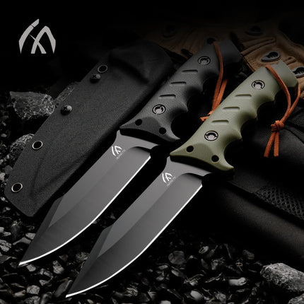 High-quality steel fixed-blade, outdoor knife, camping knife, high-hardness stainless steel integrated spine with sheath emergen