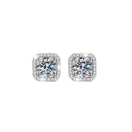 Diamond Earrings Mosonite Earring Square Bag Earrings marry Jewelry simple and fashionable party, Valentine's Day gift