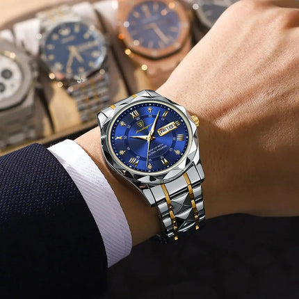 POEDAGAR Business Luxury Men's Quartz Watches Waterproof Luminous Stainless Steel Men's Wristwatch Date Week Sport Men's Watch Reloj