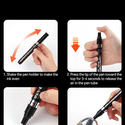 1-6pcs Chrome Pen Marker Mirror Waterproof DIY Reflective Paint Repair for Rock Ceramic Glass Metallic Gold/Silver 0.8/1/2mm Nib