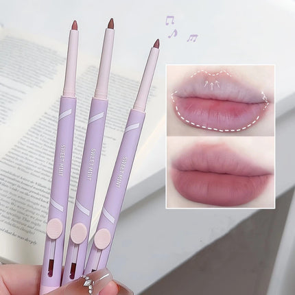 New Lip Liner Pen Matte Lipstick Pen Silver Long Lasting Lip Contouring Non Stick Lipliner Pencil Korean Makeup with Brush