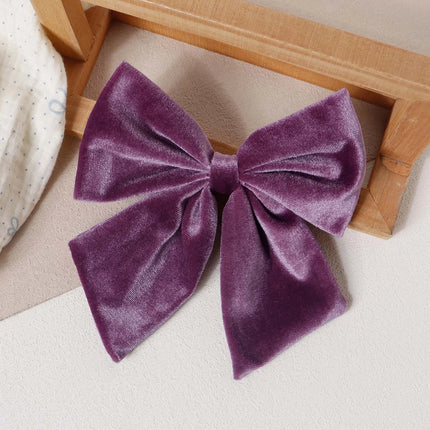 Autumn Winter Hot Sell Velvet 5inch Bow Hair Clip For Girl Teen Ponytail Decor Fashion Barrettes Kid Party Wear Hair Accessory