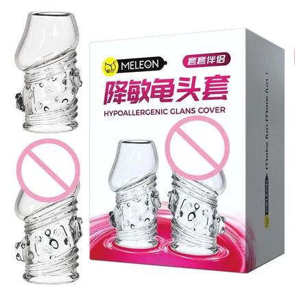 New 2PCS Crystal Penis Sleeve Glans Cover Penis Enlargement Penis Extender Exerciser Sex Toys For Men Sex Products