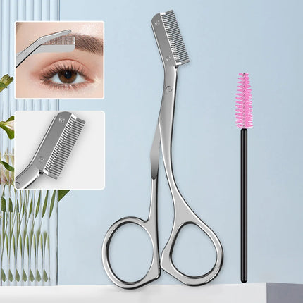 Stainless Steel Eyebrow Trimming Knife Safe Anti-scratch Scissors Eyebrow Shaving Tool Beginner Beauty Tool Set Eyebrow Razor