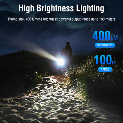 HOSONIC E1 EDC Flashlight Keychain Light 400LM XPG Type-C Rechargeable Mini LED Torch Camping Pocket Lantern Built-in Battery