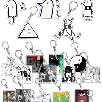 Goodnight Punpun Oyasumi Punpun Key Chain Keychains Ring for Accessories Bag Graffiti Pendant Keyring Jewelry Fans Gifts