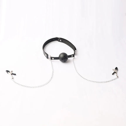 Faux Leather Choker Collar With Nipple Breast Clamp Clip Chain Couple SM Sex Toys For Woman Sex Tools For Couples Adult Games
