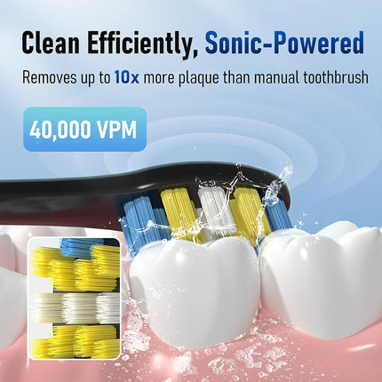 Sarmocare X610 Sonic Electric Toothbrush for Adults Smart Timer Teeth Whitening IPX7 Waterproof 6 Replaceable Heads Travel Case