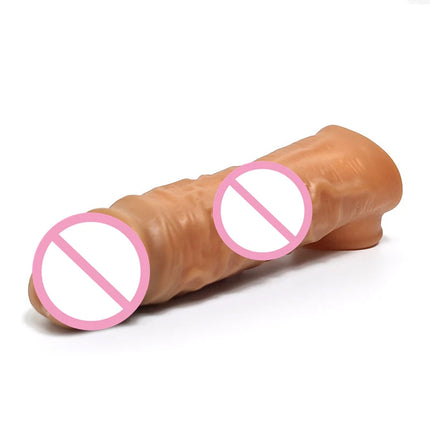 Silicone Cock Ring Soft Realistic Penis Sleeve Extender Condom Penis Ring Delayed Ejaculation Dick Cover Case Cock Header