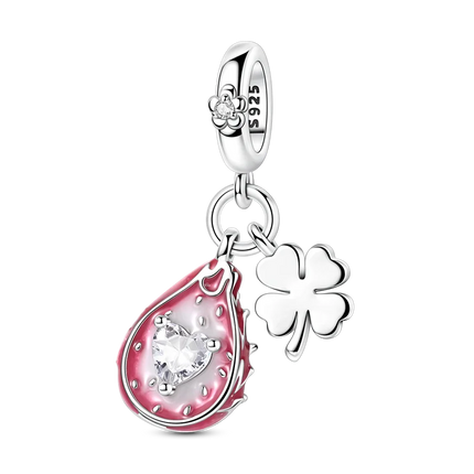 2026 Romantic Pink Color Charms Bead 925 Sterling Silver CZ Zircon Love Heart Pendants Fit Original Bracelet DIY Jewelry Gift