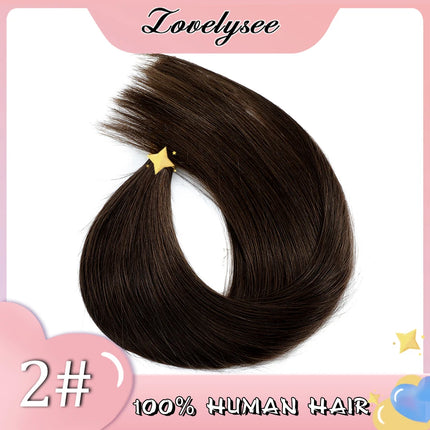 V-shaped Clip in Hair Extensions Human Hair Straight Natural Black Remy Human Hair Double Weft Hair Extensions Easy to Install