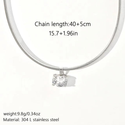 Fashion Style Spring Chain Cubic Zirconia Pendant Necklace For Women Stainless Steel Choker Jewelry Accessories