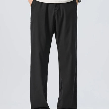 Lyocell Ultra-thin Ice Silk Trousers Men's Summer Loose Straight Cool Breathable Daily Sports Casual Trousers Fashion Korean