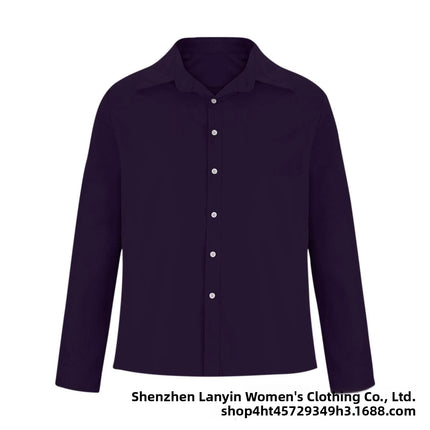 Long Sleeve Collared Men's Shirt Business Commute Style Polyester Fabric Machine Washable Spring Autumn Collection 2025