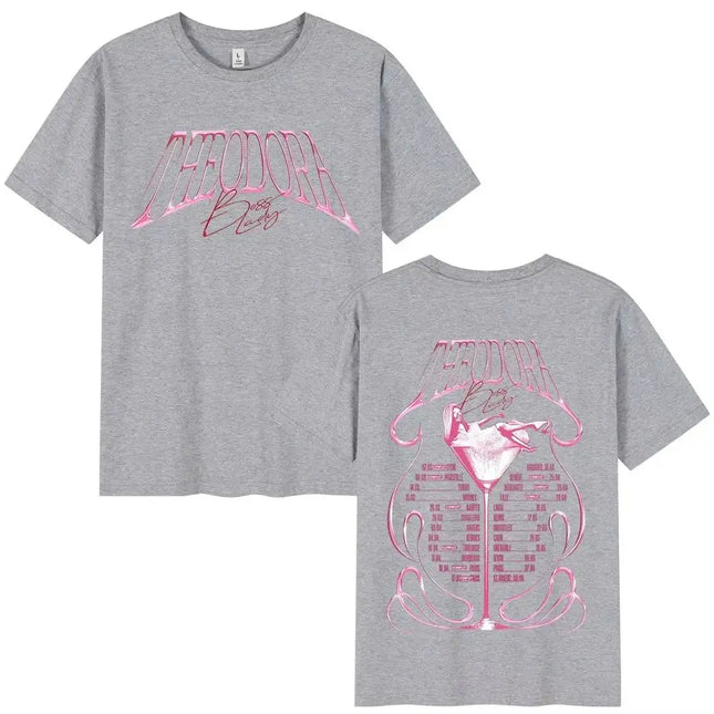 Y2k Fashion Hip Hop Tops Rapper Theodora BOSS Lady Album Tour T-shirts Fan Gifts Print Casual Vintage Oversized T-shirts Unisex