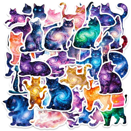 10/30/50PCS Cute Starry Sky Cat PVC Sticker Aesthetic Stationery Decoration Scrapbooking School Supplies