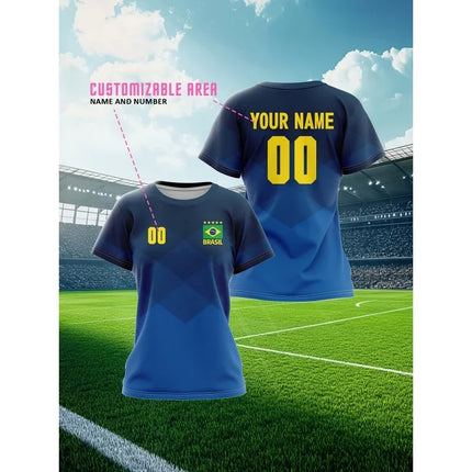 3D Printed Brazil Sports T-Shirt For Men Customized Pattern Tees Fashion Unisex Casual Street Round Neck Short Sleeve T Shirts
