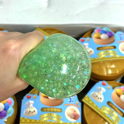 Glitter Dumpling Squishies with Box - Sensory Dumpling Pressure Toy for Stress Relief Fun Squishy Toys for Adults And Kids