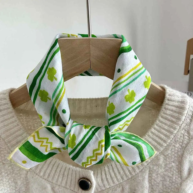 Spring and Summer New Women's Small Silk Scarf, Skin-Friendly and Comfortable Bohemian Small Square Scarf, European and American Versatile Flower Print Scarf, Scarf and Headband