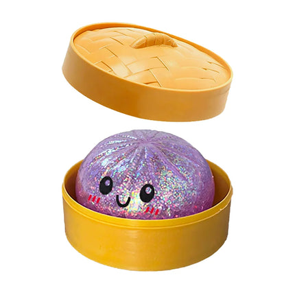 NEW Realistic Giant Dumpling Squishes Squeeze Toy with Steamer Soft TPR Dough Ball Decompression Fidget Toy Funny Creative Gift