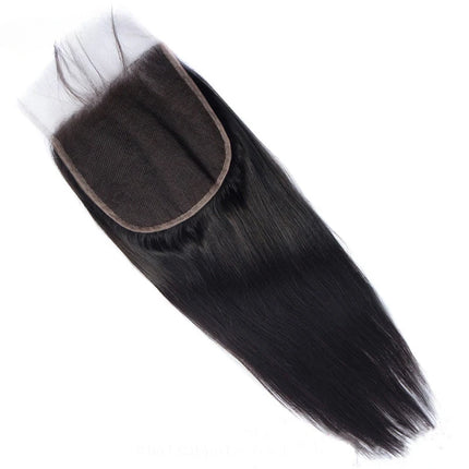 High-Quality 12A 5x5 Transparent Lace Closure 150% Density Straight Human Hair 8-18" Pre-Plucked Baby Hair Natural Color Capless