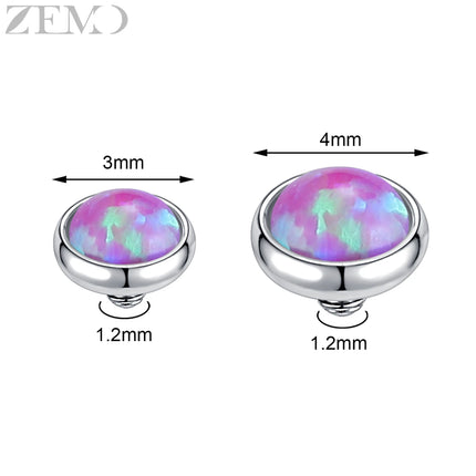 ZEMO 1 Piece 16G Stainless Steel Dermal Anchor Top 3MM/4MM Colorful CZ Crystal Micro Skin Diver Piercings Surface Body Piercing