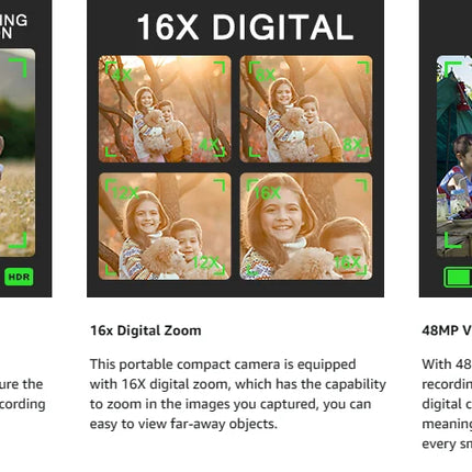 NBD 4K Digital Camera Ultra 48MP Camera Vlogging Camera with Wide Angle Lens 16X Digital Zoom 3.0 Inch Screen Camera