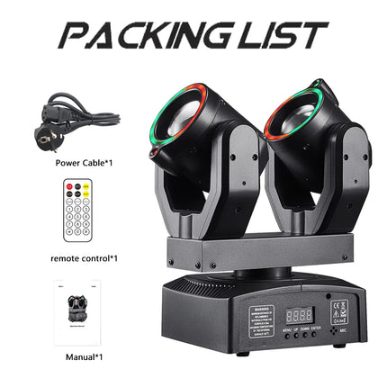 Mini Double Head Moving Head Beam Light With Aperture Remote Control DMX512 DJ Disco Bar Christmas Birthday Party Effect Light