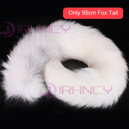 Dog Dildo With 35/65/95cm Fox Tail Silicone Butt Plug Cosplay Adult Sex Games Long Anal Plug Tail Animal Dildos for Women Penis