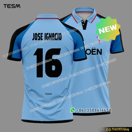 TESM Summer POLO Shirt Men Summer Sports V-neck T-shirt Street Trendy Short Sleeve 3D HD Print T-shirt
