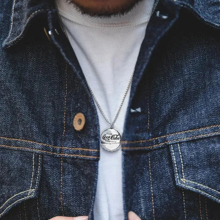 American Twisted Coke Bottle Cap Pendant Male and Female Personality Necklace Ins Style Punk Hip Hop Trend Gift