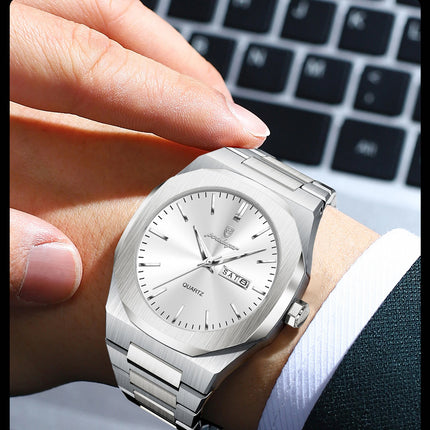 POEDAGAR Fashion Brand Male Wristwatch Waterproof Luminous Stainless Steel Men Clock Date Week Casual Quartz Men's Watches Reloj