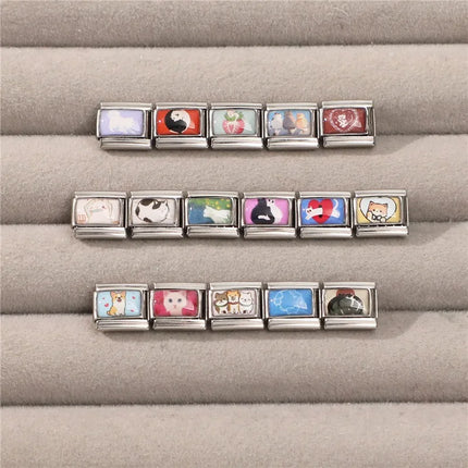 2025 Fashion Lovely Animals Dogs Corgi Cats Pet Italian Charm Fit 9mm Stainless Steel Women DIY Bracelet Gift Jewelry Wholesale