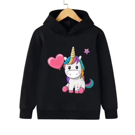 Autumn Winter Cute Unicorn Print Children's Hoodie Top Fashion Sports Long Sleeve Casual Boys Girl Pullover Kid Sweatshirt Coat
