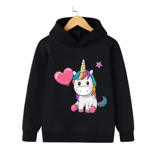 Autumn Winter Cute Unicorn Print Children's Hoodie Top Fashion Sports Long Sleeve Casual Boys Girl Pullover Kid Sweatshirt Coat