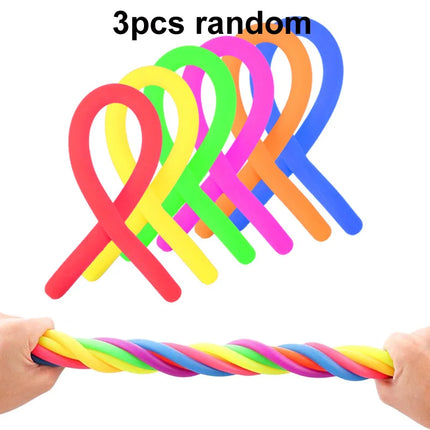 1-6PCS Funny Unicorn Pull Worm Noodle Fidget Toys Stretch String TPR Rope Anti Stress Toys String Stress Relief Autism Vent Toy