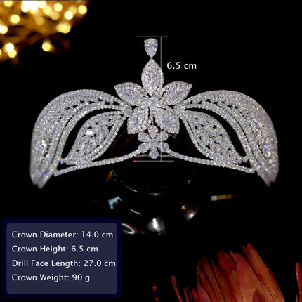Bride Cubic Zirconia Flower Crowns Wedding CZ Headdress Luxury Tiaras For Women Sweet 16 Pageant Prom Hair Jewelry Headpiece