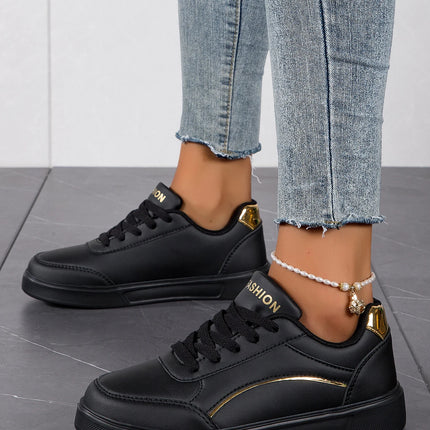 Baasploa Women Casual Sneakers Leather Platform Sneakers for Women Classics Comfort Skateboarding Shoes Non-Slip