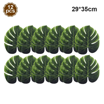 Artificial Tropical Palm Leaves Hibiscus Flower for Beach Table Decor Hawaiian Luau Wedding Jungle Safari Birth Party Decoration