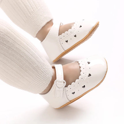 VALEN SINA 0-18 Months Newborn Girl White Baptism Shoes Bow Non-slip Rubber Soft-Sole Flat PU First Walker Mary Janes
