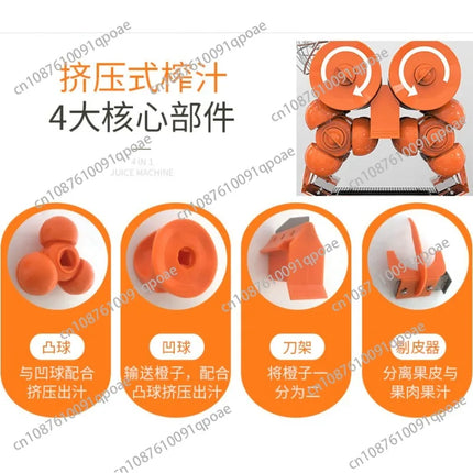 Multifunctional Automatic Orange Juice Extractor Masticating Juicer Stainless Steel Filter 120W Power High Capacity
