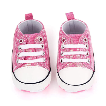 2024 Newborn Sequined Canvas Baby Sneakers Casual Baby Boys Girls Toddler Multi-Color Soft Sole Non-slip Walking Shoes