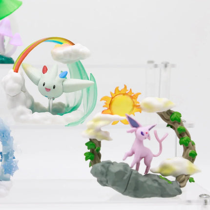 Pokemon Miniature Circular Diorama Collection Blind Box Espeon Umbreon Togekiss Lapras Spheal Ponyta Pikachu Ornaments Toys